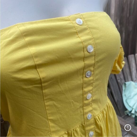 STAUD Elio Cotton Poplin Off-The-Shoulder Midi Dress Yellow size 2 - Picture 7 of 11